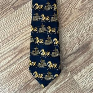 Salvatore Ferragamo black silk Necktie made in Italy Cossacks print‎